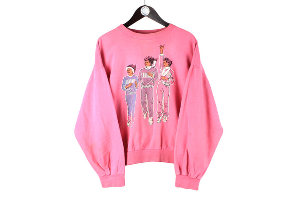 Vintage Runners Sweatshirt Small pink big logo 80s retro sport ski crewneck jumper