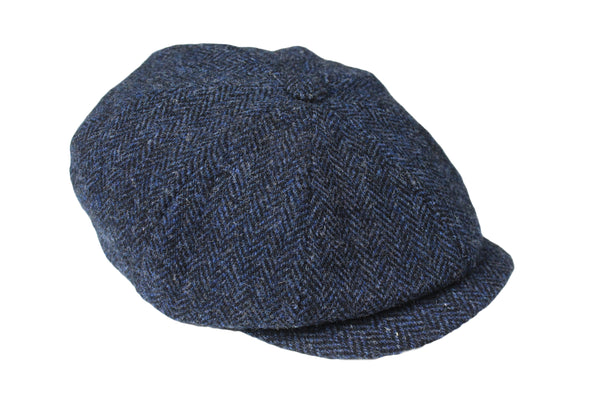 Vintage Harris Tweed Hat blue 90's retro UK style wool hat autumn headwear streetwear hipster classic basic clothing