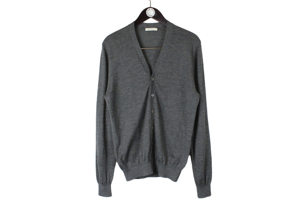 Suitsupply Cardigan Medium size men's wool sweater button up classic basic gray casual style official formal wear warm long sleeve
