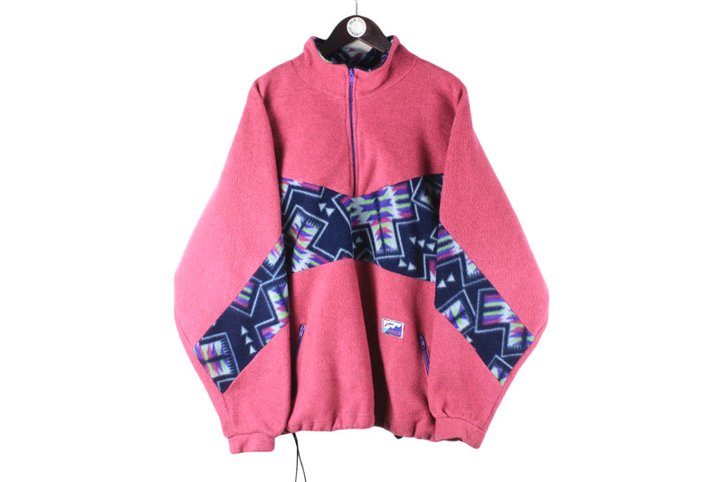 Vintage Dalemar Fleece Half Zip XXLarge Polar lite 90s retro ski outdoor sweater sport jumper pink abstract pattern ski pullover