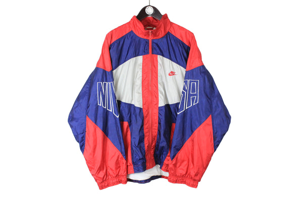 Vintage Nike Track Jacket XXLarge size men's oversize training USA big logo swoosh multicolor full zip traning running 90's 80's outfit