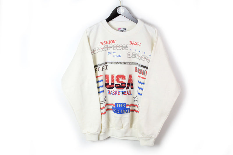 Vintage USA Basketball Sweatshirt Medium / Large white big logo 90s sport style jumper NBA