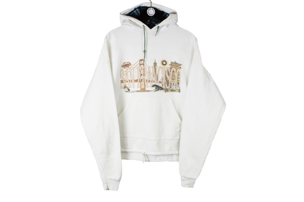 Vintage San Francisco Hoodie XLarge hoodie men's oversize big logo 90's 80's style white pullover cotton rare retro long sleeve 
