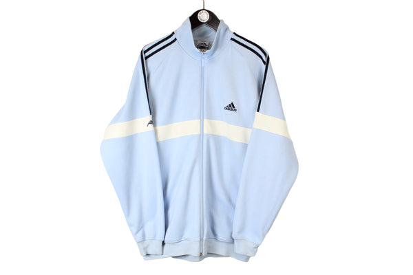 Vintage Adidas Track Jacket Large size men's sport wear full zip blue retro rare authentic athletic old school brand training clothing