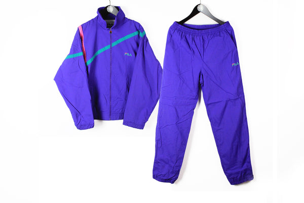 Vintage Fila Tracksuit Large purple 90s big logo retro style Italy athletic brand sport suit