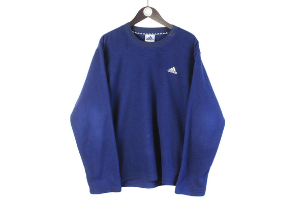 Vintage Adidas Fleece Sweatshirt Large / XLarge navy blue 90s crewneck small logo sport jumper
