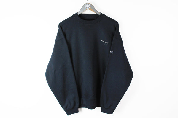 Vintage Reebok Sweatshirt Medium / Large navy blue small logo sport jumper 90s