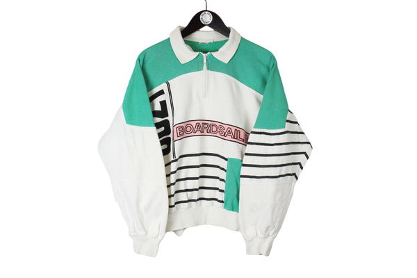 Vintage Sweatshirt Small size big logo pullover collared multicolor rare retro non brand sport athletic sweat