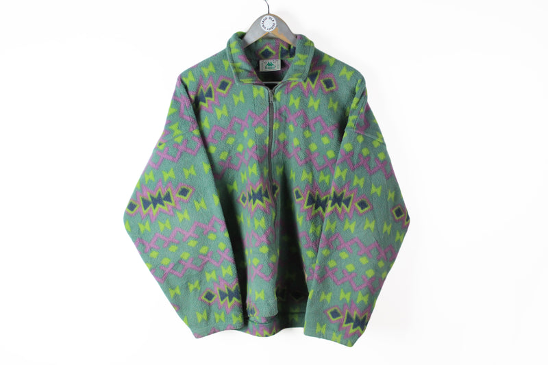 Vintage Kappa Fleece Half Zip Small / Medium green multicolor 90s sport sweater