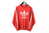 Vintage Adidas Sweatshirt Medium red big logo white 90s sport classic 3 stripes originals jumper 