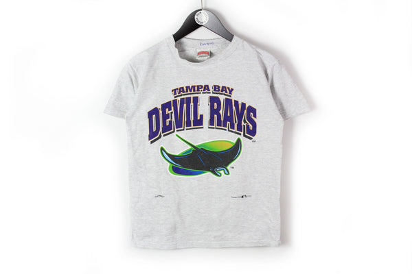 Vintage Devil Rays Tampa Bay 1995 Nutmeg T-Shirt Small gray big logo MLB Baseball 90s tee