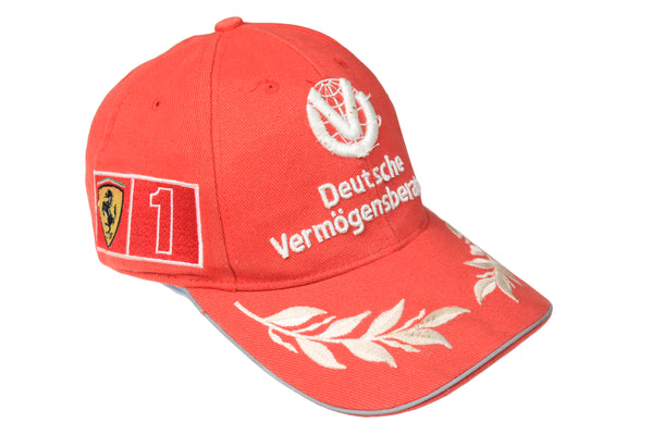 Vintage Ferrari Cap big logo authentic athletic racing headwear race car moto sport visor sun wear streetwear street style 90's rare retro clothing basic athletic outfit