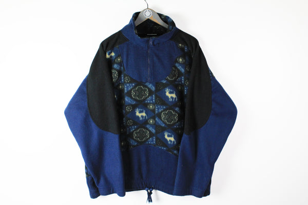Vintage Fleece 1/4 Zip Large blue 90s sport sweater ski