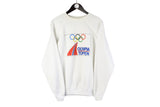 Vintage Olympia Toppen Sweatshirt Large made in USA white crewneck 90s sport Olympic Games Norway team