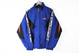 Vintage Diadora Track Jacket Large blue sleeve logo 90s Italy sport windbreaker blue