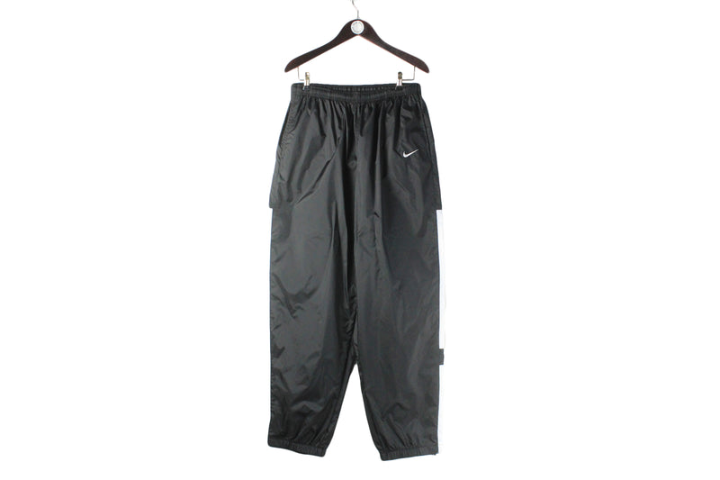 Vintage Nike Track Pants XLarge black small logo hip hop style trousers sportswear buggy pants