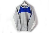 Vintage Adidas Sweatshirt Medium gray big logo blue 90s sport Germany style jumper