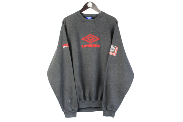 Vintage Umbro Sweatshirt XLarge / XXLarge gray big logo 90s crewneck sport jumper 