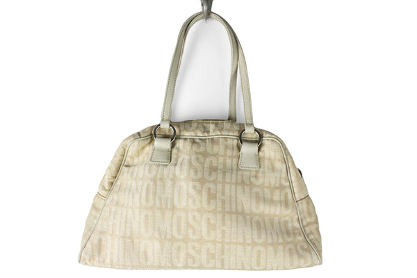 Vintage Moschino Shoulder Bag classic 90's style purse monogram logo beige luxury wear classic basic clothing authentic street style 00's outfit