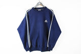 Vintage Adidas Sweatshirt Medium / Large navy blue classic sport 3 stripes sleeve Germany jumper 