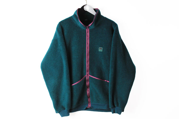 Vintage Helly Hansen Fleece Full Zip Medium / Large green outdoor winter ski sweater