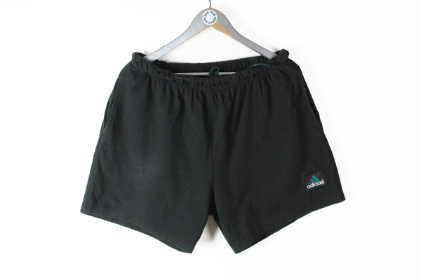 Vintage Adidas Equipment Shorts Large black cotton small patch logo 90s sport shorts