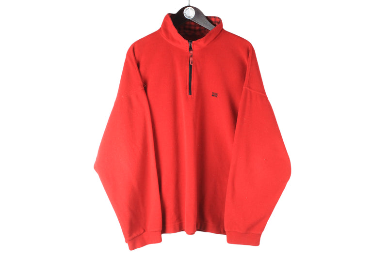 Vintage Think Pink Austria Ski Team Fleece Suit XLarge red 1/4 zip 90s sport style pants and sweater big logo jumper
