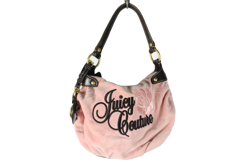 Vintage Juicy Couture Shoulder Bag pink big logo 00's style authentic street style girls outfit
