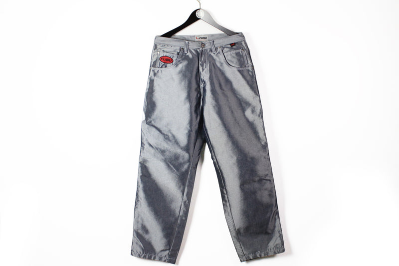 Vintage Fubu Jeans 33 gray denim pants hip hop silver oversize Collection