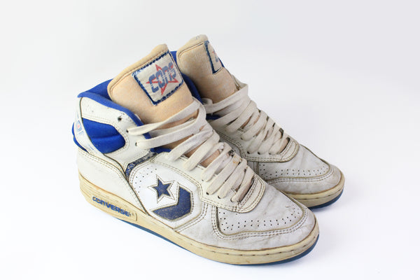 Vintage Converse Sneakers US 9 white basketball shoes 80s retro style trainers made in KOREA NBA