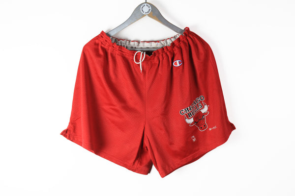 Vintage Chicago Bulls Champion Shorts XLarge made in USA basketball shorts 90s sport red big logo