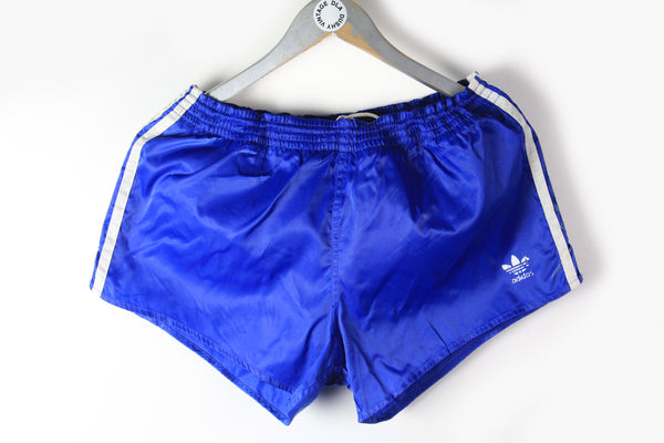 Vintage Adidas Shorts Large / XLarge blue polyester 90s retro running classic sport shorts
