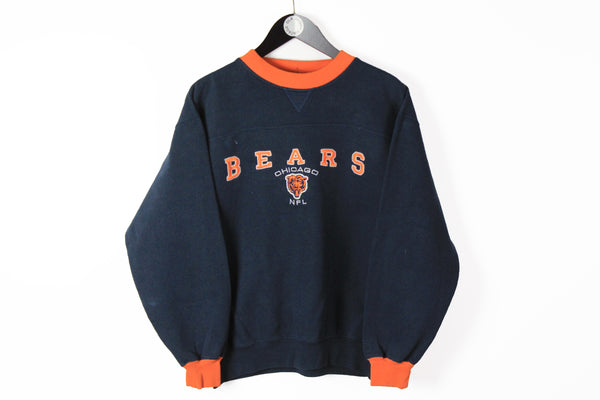 Vintage Chicago Bears Sweatshirt Small blue orange NFL oversize retro style crew neck football athletic jumper
