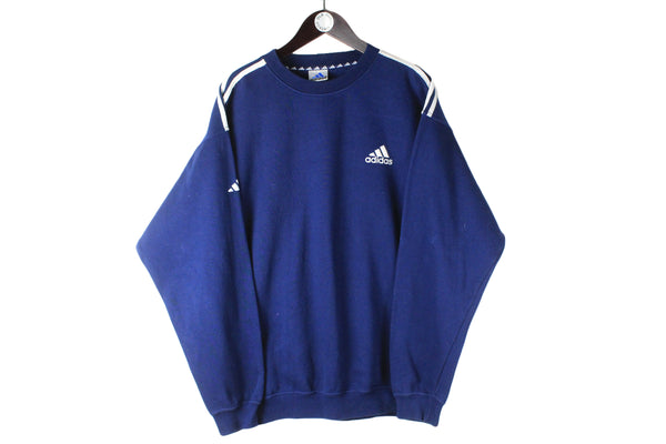 Vintage Adidas Sweatshirt XLarge navy blue small logo 90s retro crewneck sport jumper