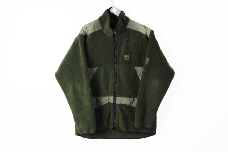 Vintage Helly Hansen Fleece XLarge green military style winter outdoor extreme sweater jacket