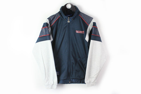 Vintage Umbro Track Jacket Small gray blue full zip 90's retro style windbreaker