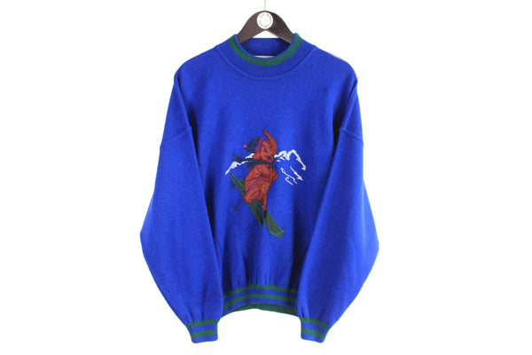 Vintage Sweater Medium / Large size men's unisex oversize big logo rare retro ski elephant fancy knit knitted long sleeve jumper 90's 80's style hipster