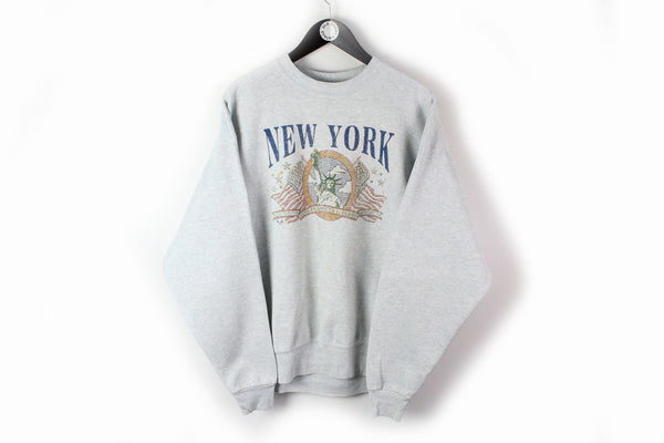 Vintage New York Sweatshirt XLarge gray big logo 90's 80's cotton crewneck jumper