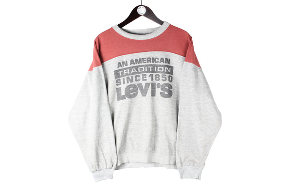 Vintage Levi's Sweatshirt Small big logo gray red 90s retro crewneck jumper sport USA style 