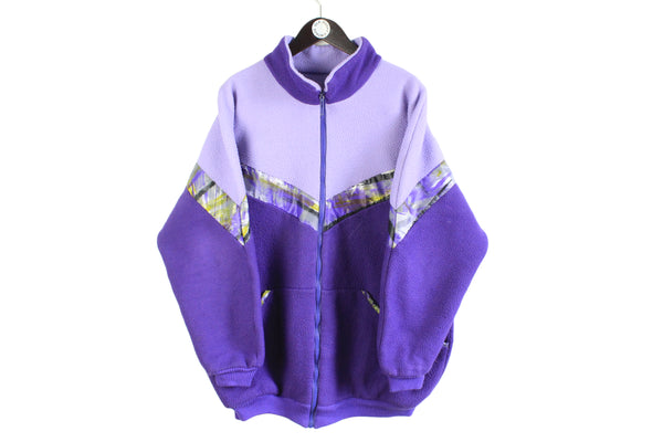 vintage purple fleece 90s retro style streetwear jumper full zip