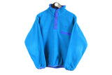 vintage JACK WOLFSKIN Fleece Sweater Size M men's half snap button blue pullover outdoor winter warm hipster retro rave 90s 80s activewear