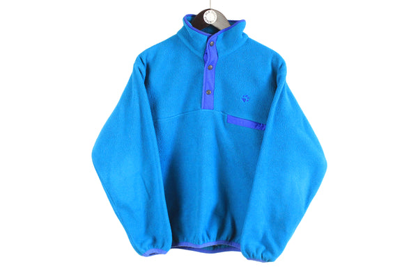 vintage JACK WOLFSKIN Fleece Sweater Size M men's half snap button blue pullover outdoor winter warm hipster retro rave 90s 80s activewear