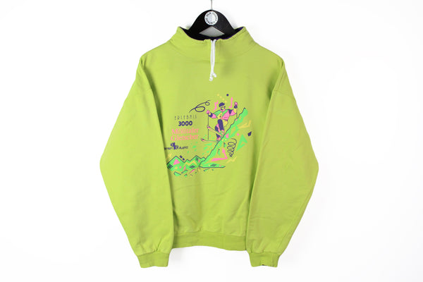 Vintage Ski Sweatshirt Medium green big logo made in Austria Alps 80's green retro style jumper