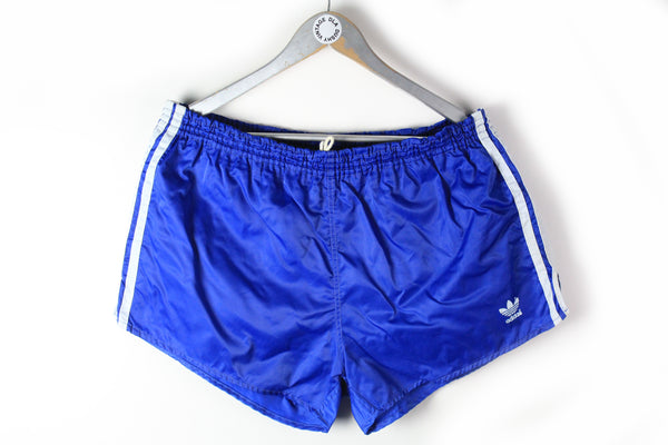 Vintage Adidas Shorts XLarge shorts blue made in Yugoslavia polyester 90s sport running shorts