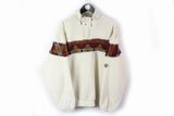 Vintage 7 Degre Fleece 1/4 Zip Large white 90's retro style polartec jumper white brown