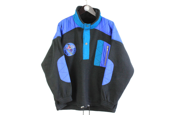 vintage SNOW DRIFT FLEECE black blue snowboard men's Size L authentic sweater 90s 80s rare retro hipster winter outdoor rave sport clothing