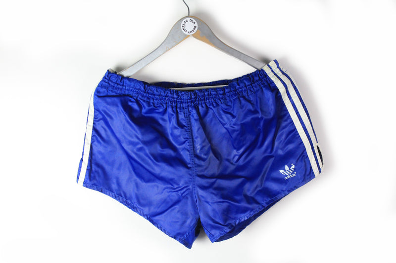 Vintage Adidas Shorts XLarge blue polyester 80s sport 