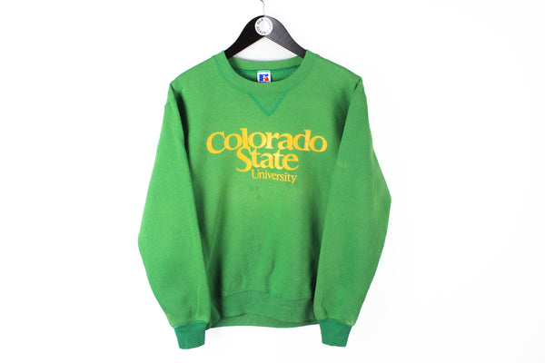 Vintage Russell Colorado State University Sweatshirt Medium green big logo made in USA 90's retro style crewneck