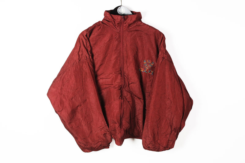 Vintage Gucci Bootleg Track Jacket Medium red embroidery logo athletic retro style windbreaker