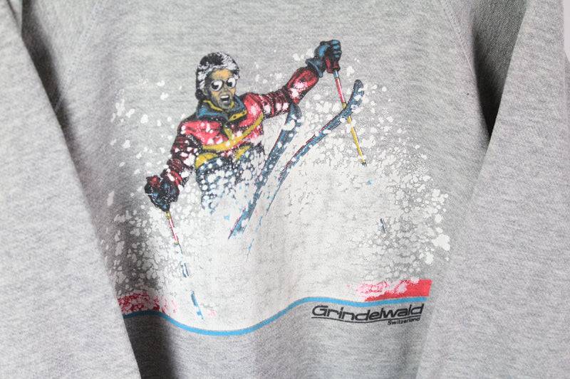 Vintage Grindelwald Switzerland Ski Sweatshirt Small